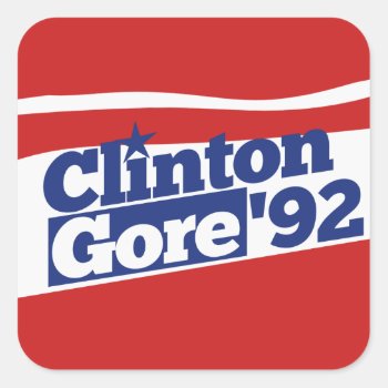 Clinton Gore 92 Square Sticker by Hipster_Farms at Zazzle