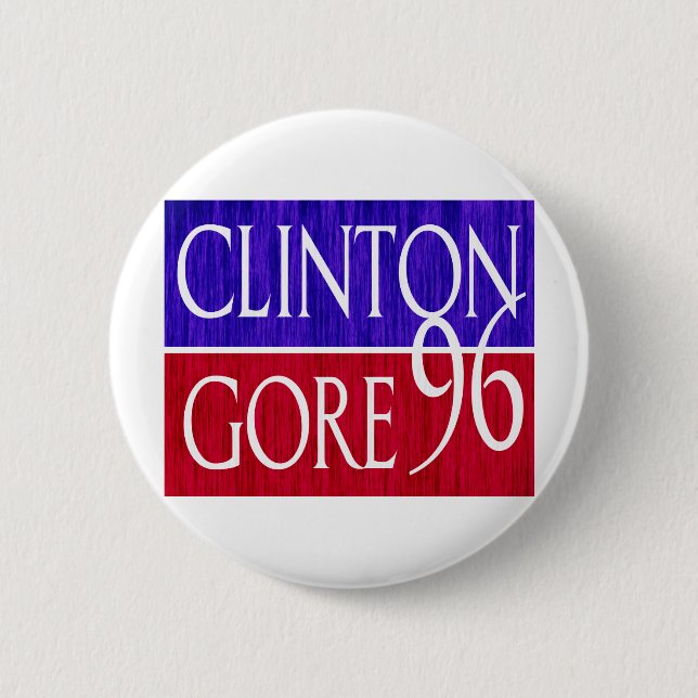 Clinton Gore 96 Distressed Design Button (Front)