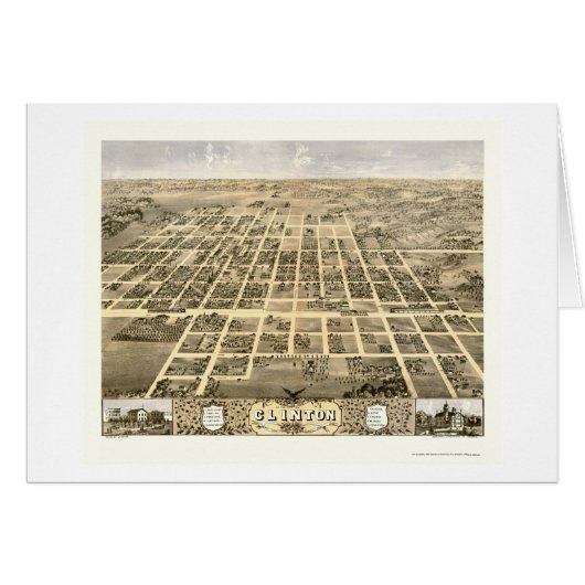 Clinton, IL Panoramic Map - 1869 Cards (Front Horizontal)