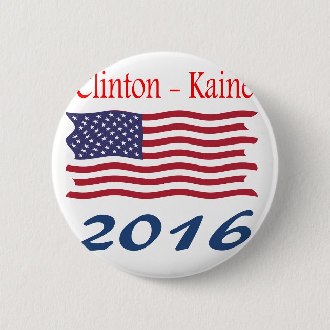 Clinton  Kaine waving flag Button (Front)