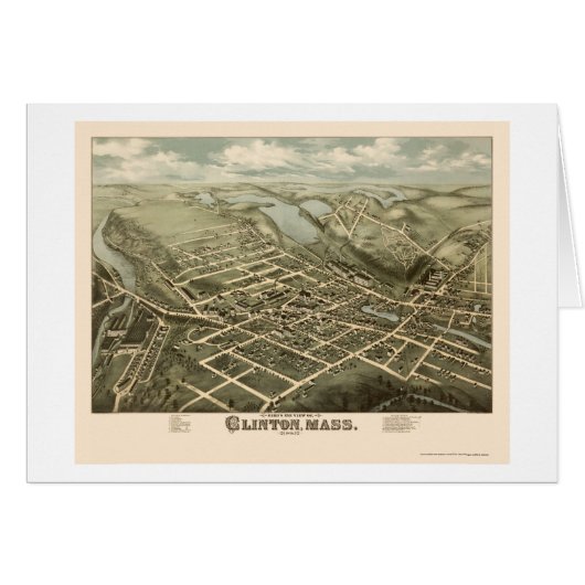 Clinton, MA Panoramic Map - 1876 Cards (Front Horizontal)