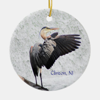 Clinton, NJ Great Blue Heron Ceramic Ornament