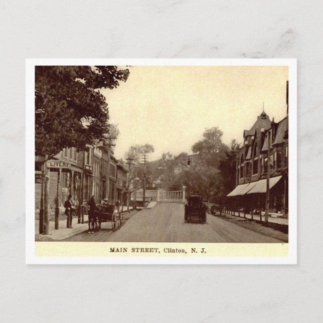 Clinton NJ Main Street 1910s Vintage Inspired Postcard (Front)
