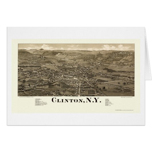 Clinton, NY Panoramic Map - 1885 Cards (Front Horizontal)