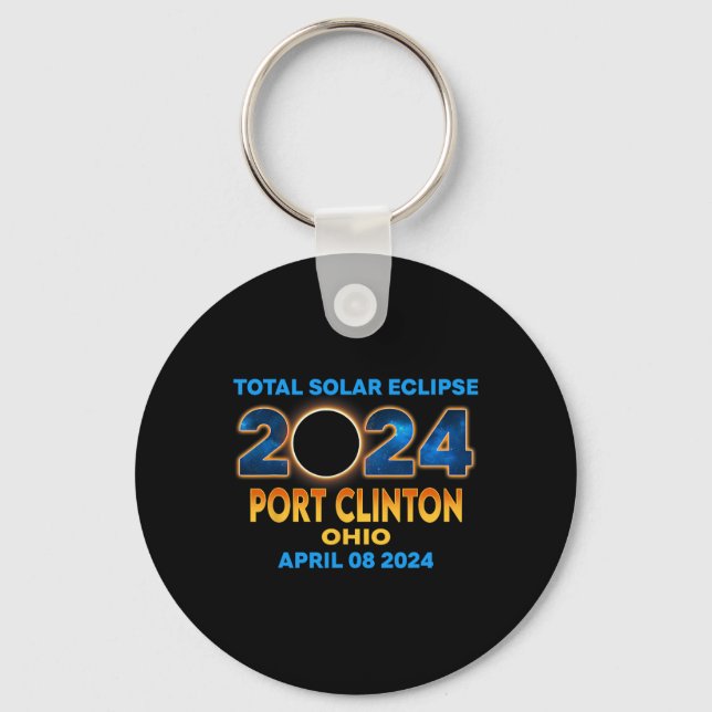 Clinton Ohio Eclipse 2024 Total Solar Eclipse  Keychain (Front)