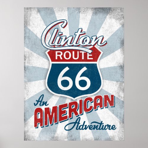 Clinton Route 66 Vintage America Oklahoma Poster