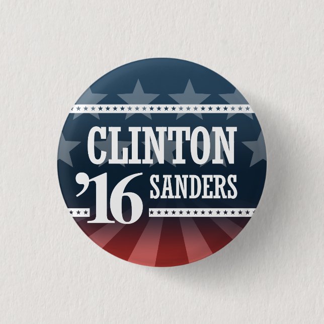 Clinton Sanders 2016 Pinback Button (Front)