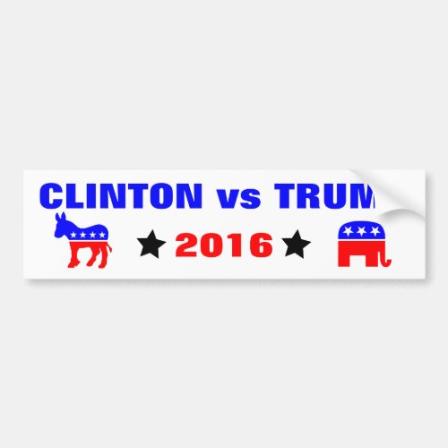 Clinton vs Trump Presidential Elections 2016 Bumper Sticker