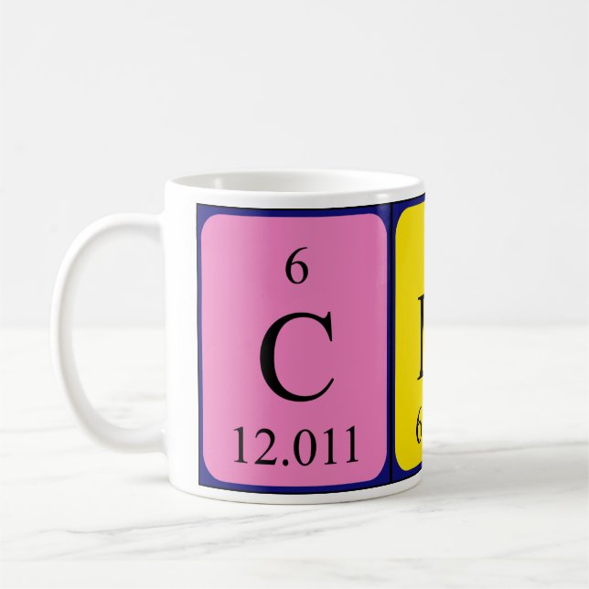 Clio periodic table name mug (Left)