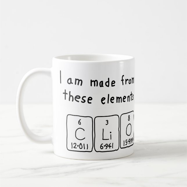 Clio periodic table name mug (Left)