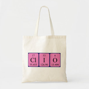 Clio periodic table name tote bag