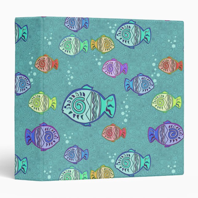 Clip Art Fish Pattern + your ideas 3 Ring Binder (Front/Spine)