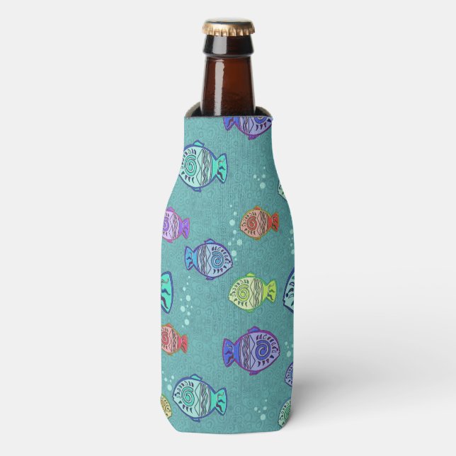 Clip Art Fish Pattern + your ideas Bottle Cooler (Bottle Front)