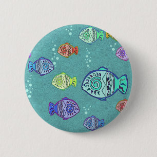 Clip Art Fish Pattern + your ideas Pinback Button