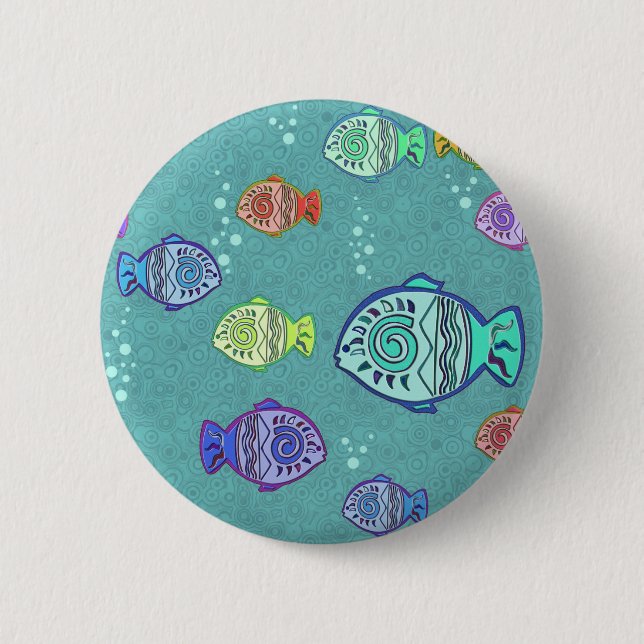 Clip Art Fish Pattern + your ideas Pinback Button (Front)