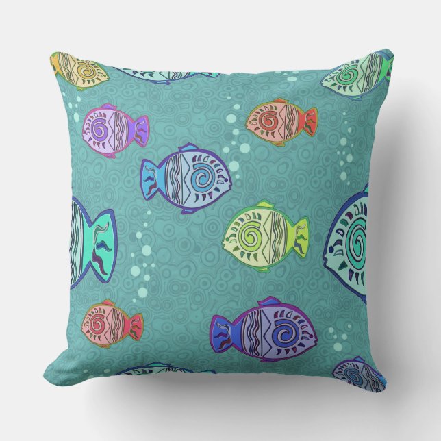 Clip Art Fish Pattern + your ideas Throw Pillow (Front)