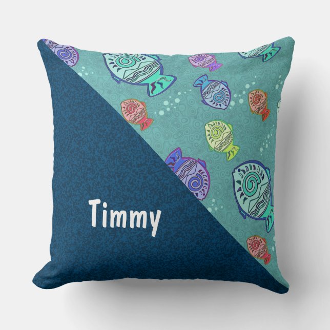Clip Art Fish Pattern + your ideas Throw Pillow (Front)