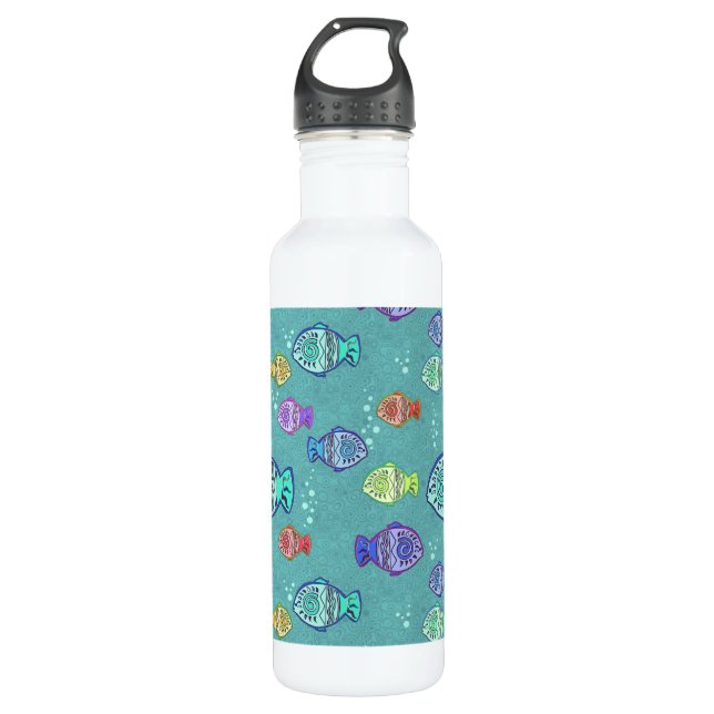 Clip Art Fish Pattern + your ideas Water Bottle (Front)