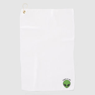 Clip Towel / Golf Towel - Alien Head Fire It Up