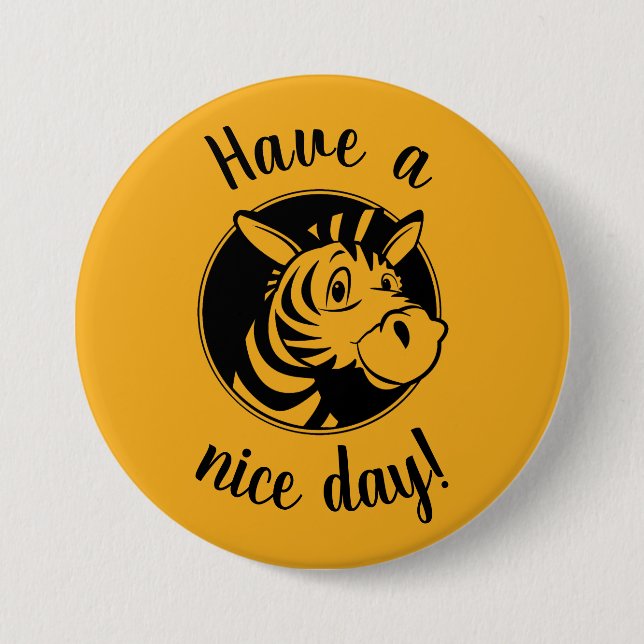 Clipart Zebra, Have a nice day! Yellow Button (Front)