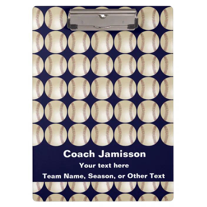 9x12.5 or 6x9 Blue Baseball Coach Clipboard with Personalization Front and Back