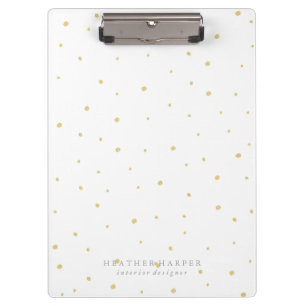 Clipboard - Gold Dots White