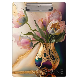 Clipboard with blooming tulips (2)