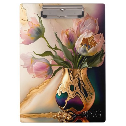Clipboard with blooming tulips 2
