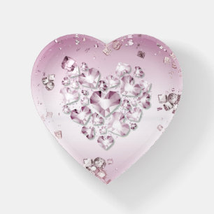 Clipboard with purple glass heart paperweight