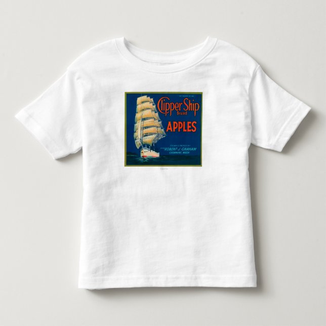 Clipper Ship Apple Label (green) - Cashmere, WA Toddler T-shirt (Front)