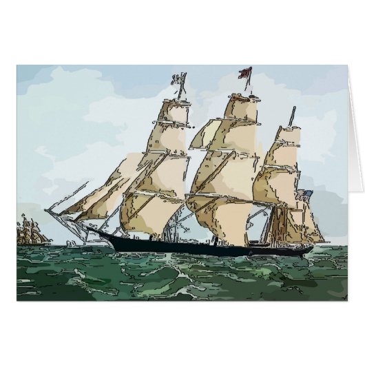Clipper Ship, at sea Cards (Front Horizontal)