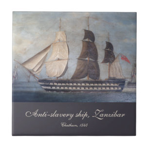 Clipper Ship Black Coast Ceramic Tile