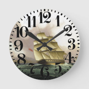 Clipper Ship Buttersworth Ocean Sea Wall Clock