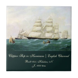 Clipper Ship English Channel Hurricane  Ceramic Tile