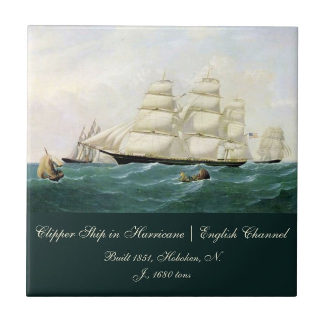 Clipper Ship English Channel Hurricane  Ceramic Tile (Front)