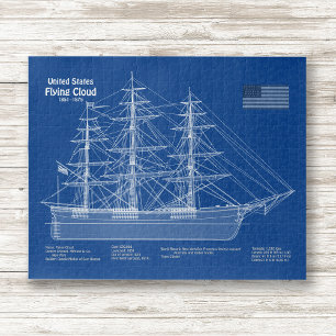 Clipper Ship Flying Cloud - Blueprint ABD Jigsaw Puzzle