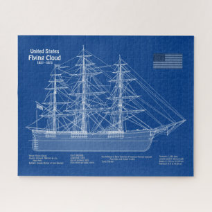 Clipper Ship Flying Cloud - Blueprint ABD Jigsaw Puzzle