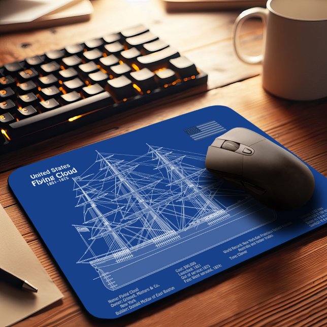 Clipper Ship Flying Cloud - Blueprint ABD Mouse Pad (Creator Uploaded)