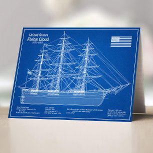Clipper Ship Flying Cloud - Blueprint ABD Thank You Card