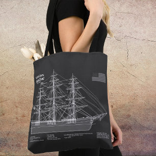 Clipper Ship Flying Cloud - Blueprint PD Tote Bag