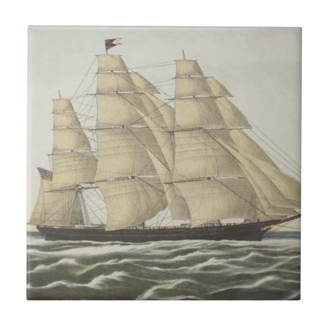 Clipper Ship, Flying Cloud Ceramic Tile (Front)