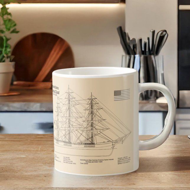 Clipper Ship Flying Cloud - Ship Blueprint SD Coffee Mug (Clipper Ship Flying Cloud - Ship Blueprint SD. Coffee Mug)
