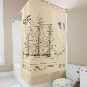 Clipper Ship Flying Cloud - Ship Blueprint SD Shower Curtain