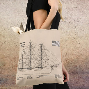 Clipper Ship Flying Cloud - Ship Blueprint SD Tote Bag