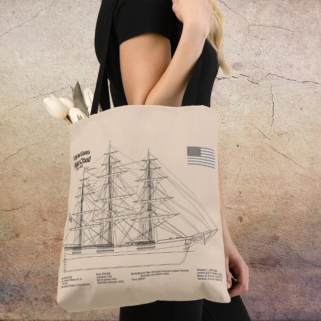 Clipper Ship Flying Cloud - Ship Blueprint SD Tote Bag (Clipper Ship Flying Cloud - Ship Blueprint SD. Tote Bag)