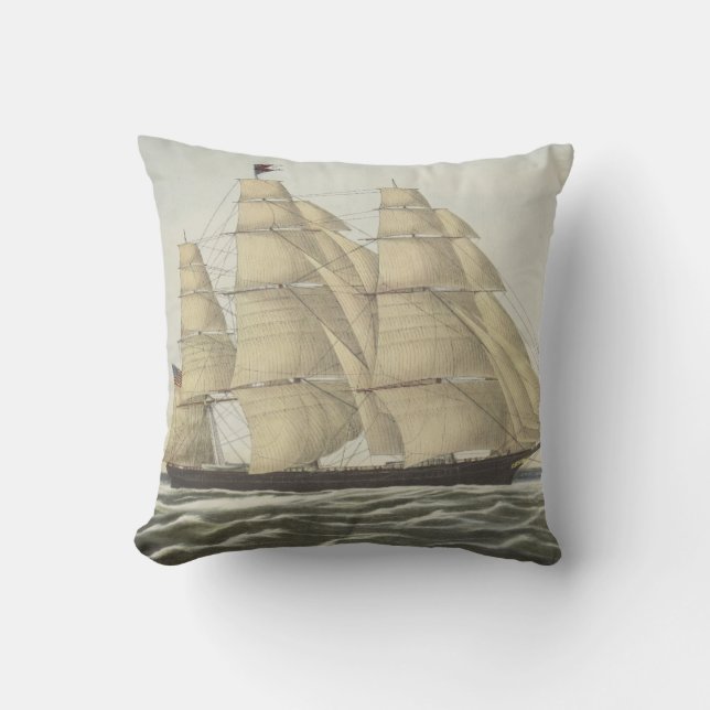Clipper Ship, Flying Cloud Throw Pillow (Front)