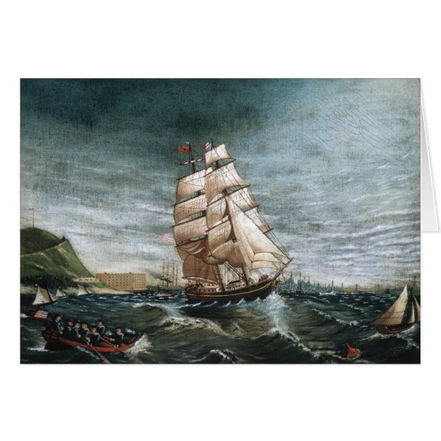 Clipper Ship in New York Harbor 1890 Cards (Front Horizontal)