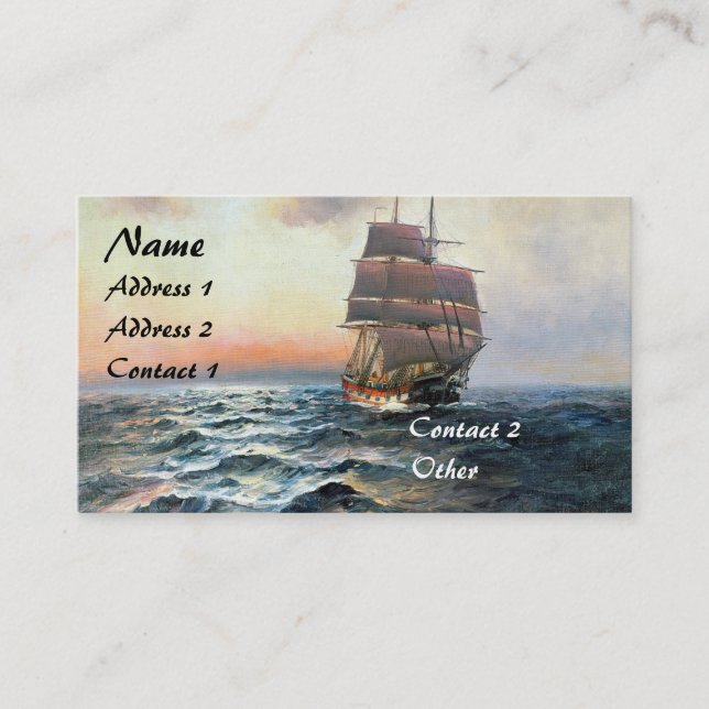 Clipper Ship Ocean Sailing Seas Business Cards (Front)
