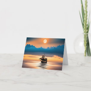 Clipper Ship On Moonlit Ocean Note Card