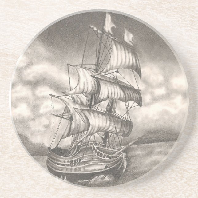 Clipper Ship Portrait Coasters. Coaster (Front)